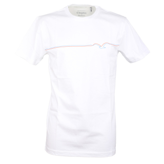 Cleptomanicx Mowe Lines T-Shirt White Orange Lilly XL