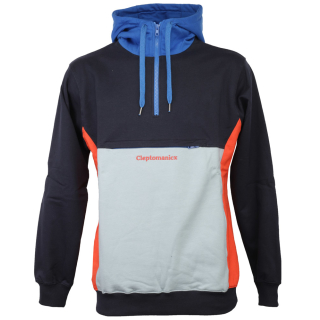 Cleptomanicx Hooded Block Pullover Sky Captain